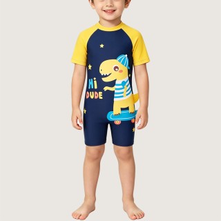 Cool Skater-Style Sun-Protective One-Piece Swimsuit