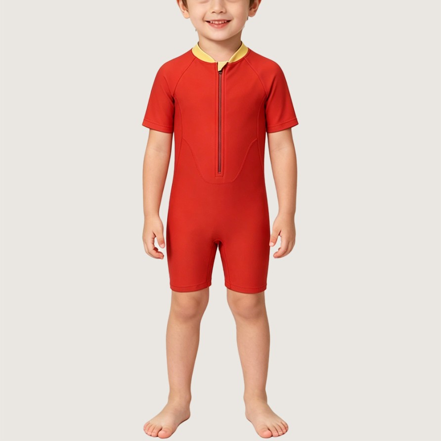 Boys' Front-Zip Sun-Protection One-Piece Swimsuit