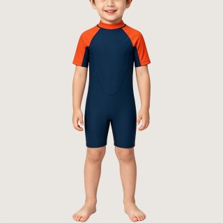 Boys' Color-Block Sun-Protection One-Piece Swimsuit