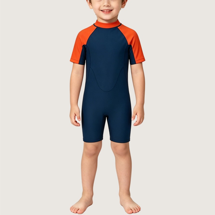 Boys' Color-Block Sun-Protection One-Piece Swimsuit