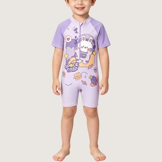 Boys' Space Rabbit Color-block One-Piece Swimsuit