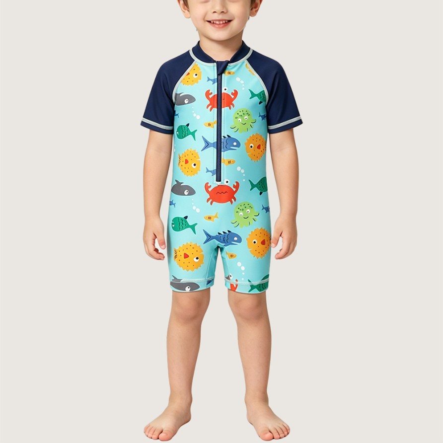 Boys' Fun & Cute Ocean Animal One-Piece Swimsuit