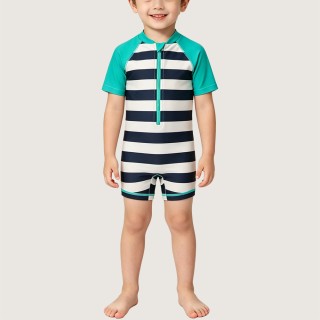 All-Over Print Color-Block Shark One-Piece Swimsuit