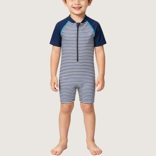 Boys' Nautical-Style Pinstripe One-Piece Swimsuit