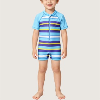 Colorful Multi-Striped Sun-Protection Swimsuit
