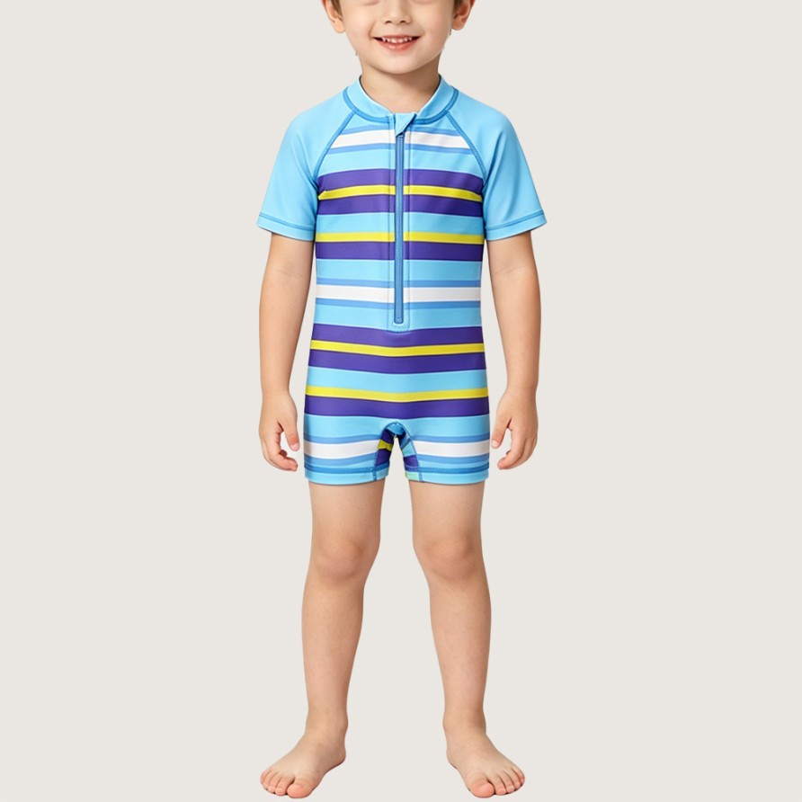 Colorful Multi-Striped Sun-Protection Swimsuit