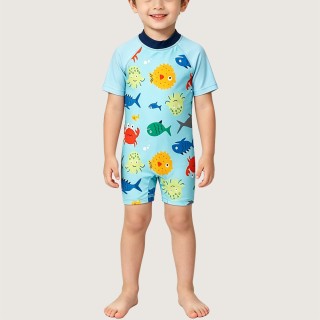 Green Marine-Themed One-Piece Swimsuit