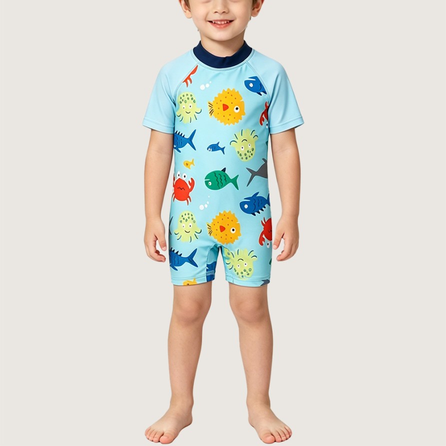 Green Marine-Themed One-Piece Swimsuit