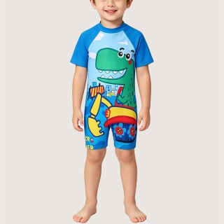 Cute & Playful Dinosaur Construction Vehicle One-Piece Swimsuit