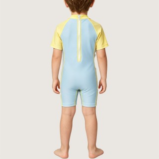 Color-block Swimsuit with Fun Lemon Pattern