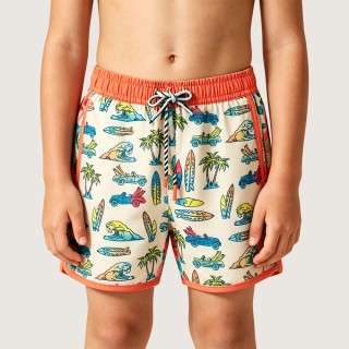 Summer Surf-Style Swim Trunks with Contrast Piping