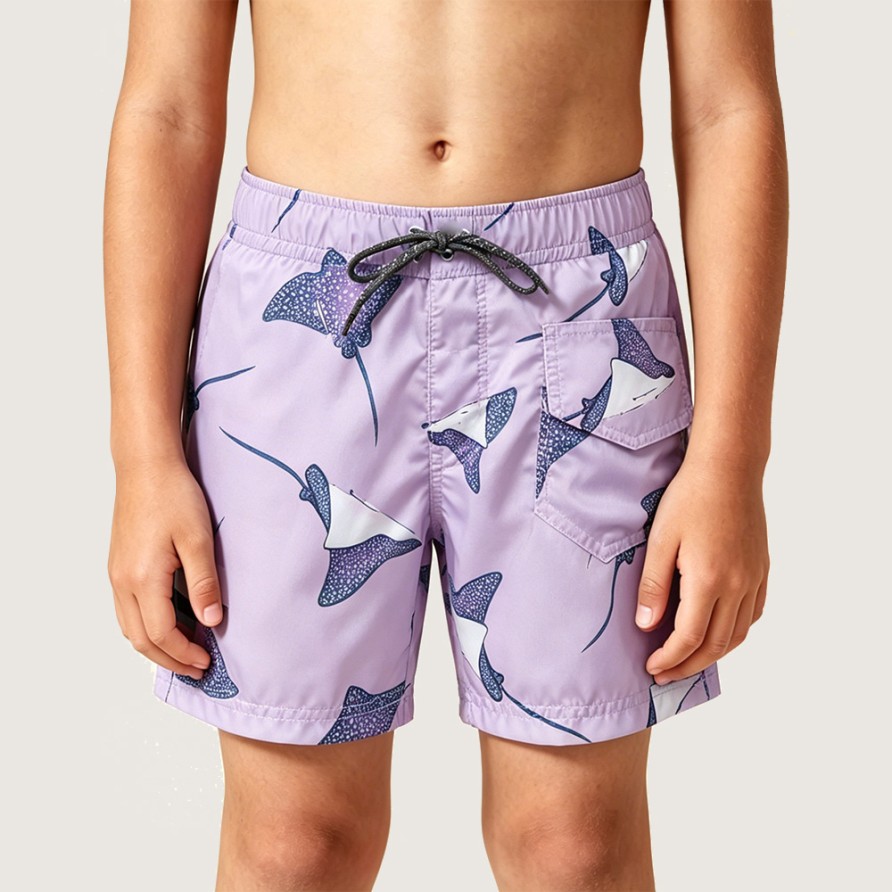 Iridescent Manta Ray High-Stretch Beach Swim Trunks