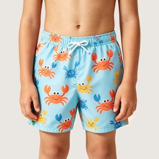 Brightly Colored Cartoon Crab Boys' Swim Trunks