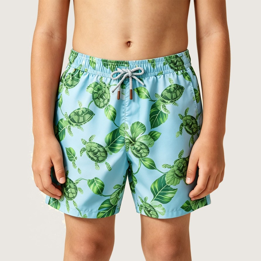 Cute Turtle All-Over Print Boxer Swim Trunks
