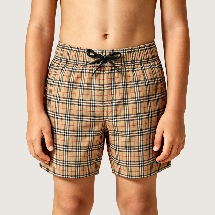 Stylish Plaid Surf Swim Trunks