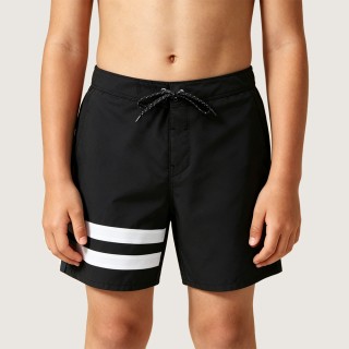 Boys' High-Stretch Quick-Drying Swim Trunks with White Stripes