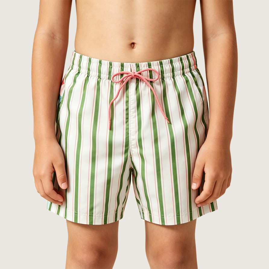 Fresh and Vibrant Striped Beach Swim Trunks