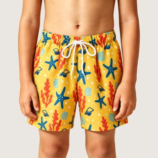 Eye-Catching Starfish Print Beach Swim Trunks