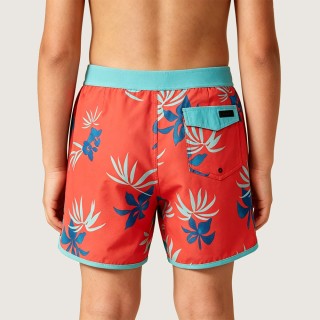 Eye-Catching Red and Blue Color-Block Swim Trunks