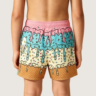 Creative Melting Ice Cream Print Beach Swim Trunks