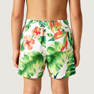 Tropical Rainforest-Style Swim Trunks with Banana Leaf Print