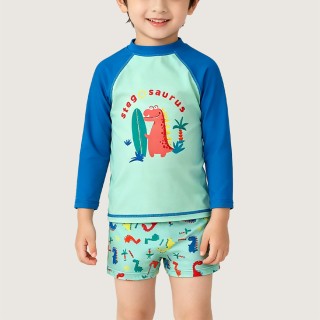 Stegosaurus & Surfboard Print Raglan Swimsuit
