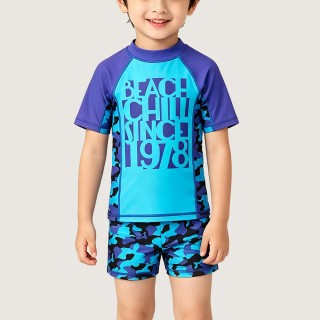 Trendy Street-Style Two-Piece Swimsuit with Lettering