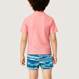 Sun-Protective Color-Block Striped Swimsuit