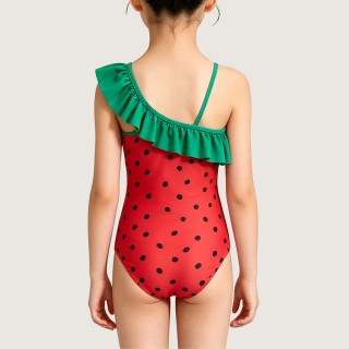 Stylish One-Shoulder One-Piece Swimsuit with Watermelon Seed Print