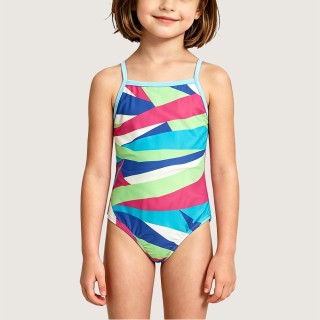 Girls' Swimsuit with Colorful Abstract Geometric Pattern