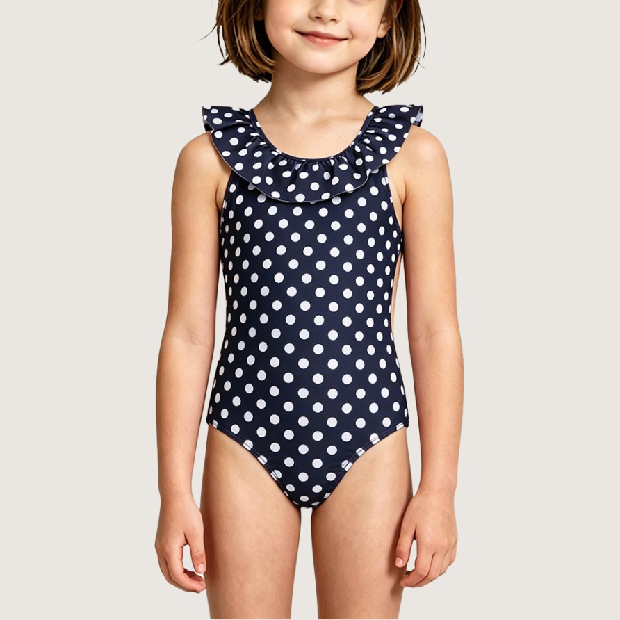 Classic Black and White Polka Dot One-Piece Swimsuit