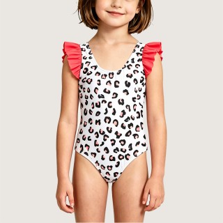 Stylish Leopard Print Swimsuit with Ruffled Cuffs