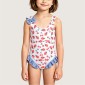 Girls' Sweet Strawberry-Print One-Piece Swimsuit