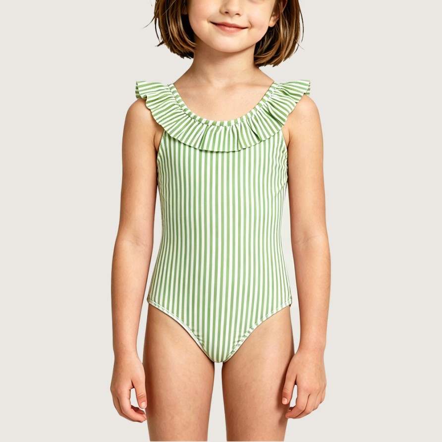 Casual Sleeveless Striped One-Piece Swimsuit