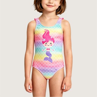 Girls' Dreamy Rainbow Ombré Mermaid Swimsuit