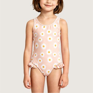 Girls' Sweet Daisy-Print Swimsuit