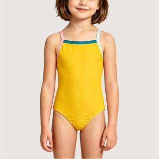 Stylish Color-Block One-Piece Swimsuit with Thin Straps