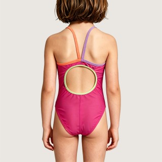 Bright Rose-Red Girls' One-Piece Swimsuit