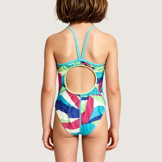 Girls' Swimsuit with Colorful Abstract Geometric Pattern