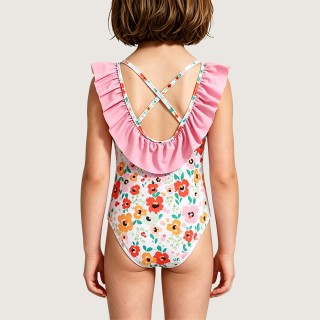 Girls' Sweet Floral One-Piece Swimsuit