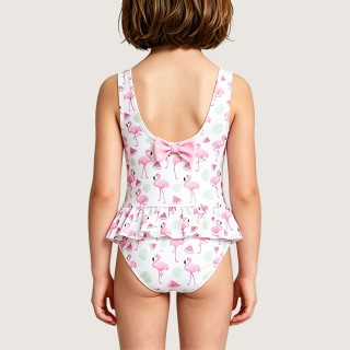 Cute Flamingo & Bow One-Piece Swimsuit