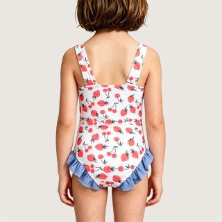 Girls' Sweet Strawberry-Print One-Piece Swimsuit