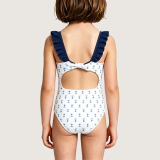 Girls' Color-block Ruffled One-Piece Swimsuit
