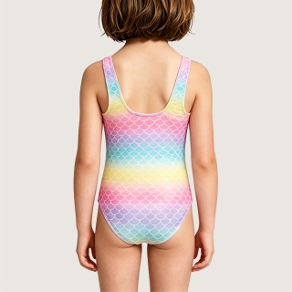 Girls' Dreamy Rainbow Ombré Mermaid Swimsuit