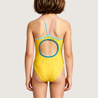 Stylish Color-Block One-Piece Swimsuit with Thin Straps