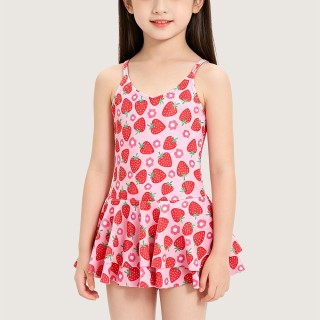 Girls' Strawberry-Print Sun-Protection Swim Skirt