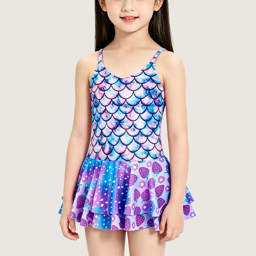 UPF 50+ Sun-Protective Mermaid-Print Swim Skirt
