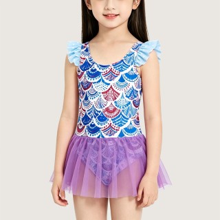 Girls' Dreamy Mermaid One-Piece Swim Dress