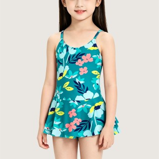 Girls' Swim Skirt with Vibrant Colorful Flowers
