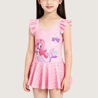 Cute Fish-Scale Pleated Swim Dress